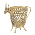 Artistic Dhokra Brass Bull-Shaped Pen Stand