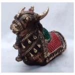 Dhokra Art Handmade Brass Multicolored Nandi Bull Statue
