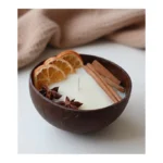 AAURAFUL Coconut Bowl Candle with Dried Orange, Cinnamon & Star Anise