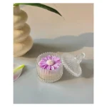 AAURAFUL Daisy Carousel Jar Candle - Lavender Daisy Flower Scented Candle in Glass Ribbed Jar with Lid